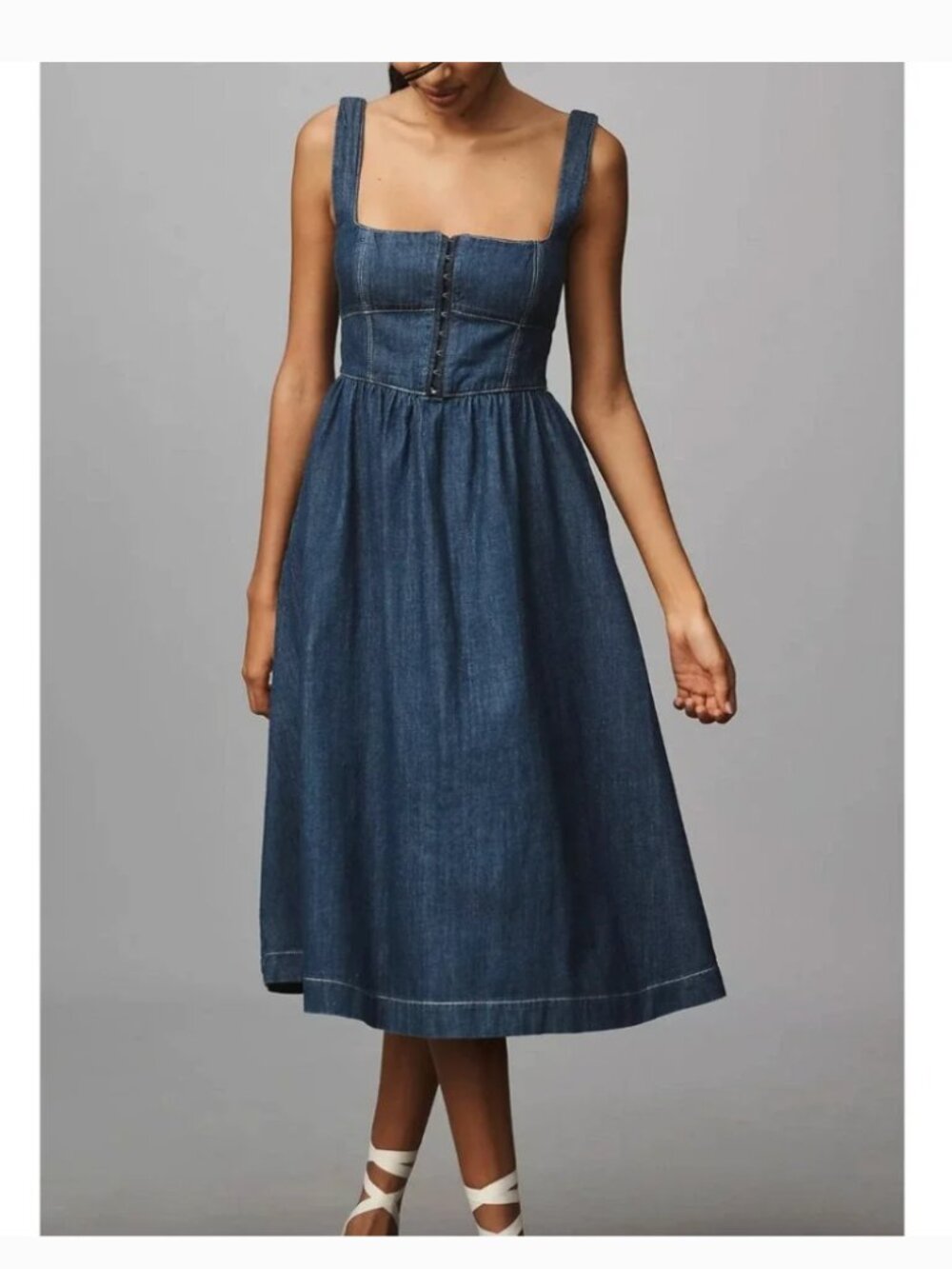 Reformation Tagliatelle Denim Midi Dress Sz 10